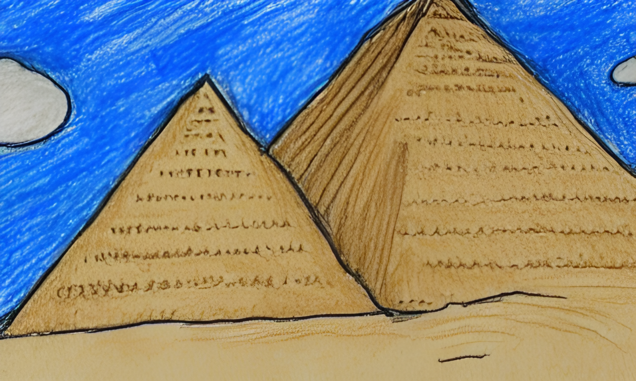 A kid’s drawing of the pyramids